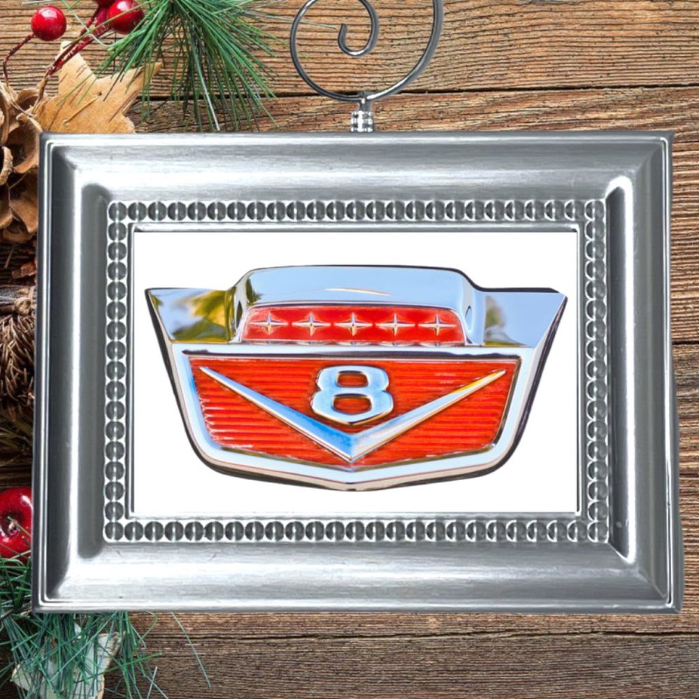 1960's Ford Truck V8‎ Hood Emblem Retro Christmas Tree Ornament